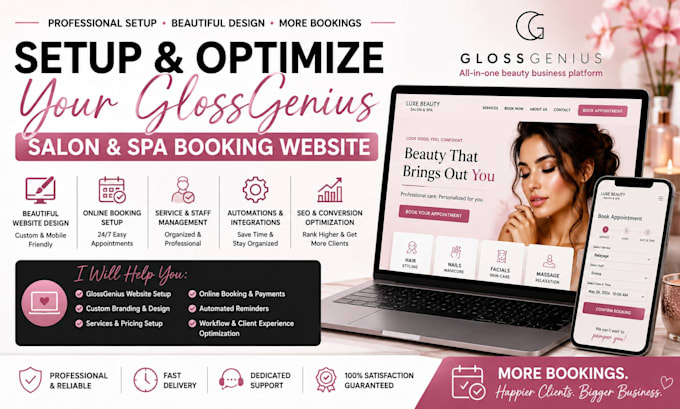 setup and optimize your glossgenius website for salons and beauty spa booking