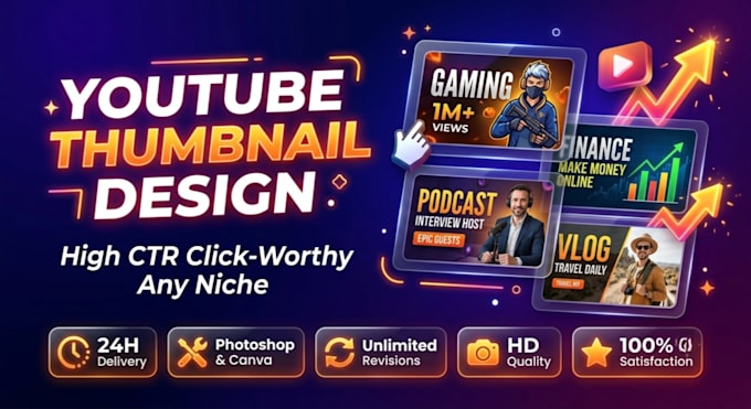 design eye catching clickable youtube thumbnail artist