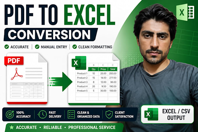 manually convert PDF to excel with accurate formatting
