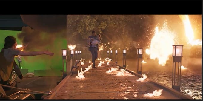 do composite vfx, special effect, explosion, fire effect, particles, smoke, cgi