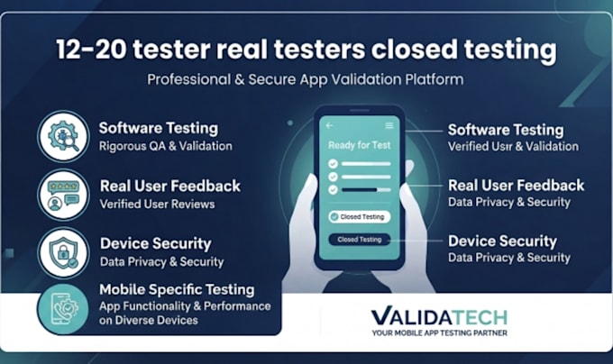 provide 12 testers for google play closed testing and android app testing