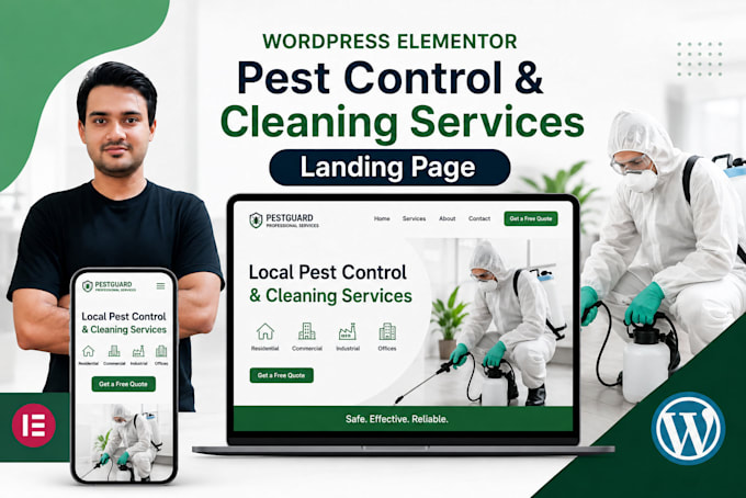 design pest control and cleaning wordpress elementor website