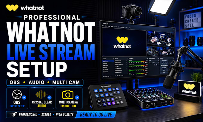 setup professional whatnot stream with obs, audio, cameras and overlays