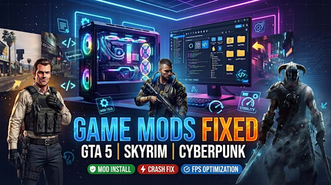 create install fix optimize gta 5 skyrim fallout 4 cyberpunk 2077 mods fivem
