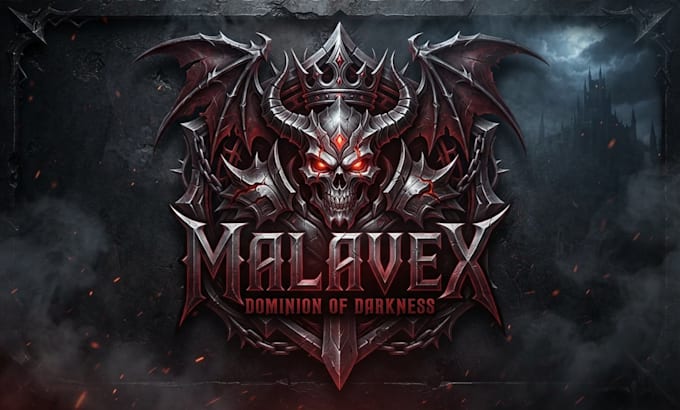 design a dark villain style logo with a powerful identity