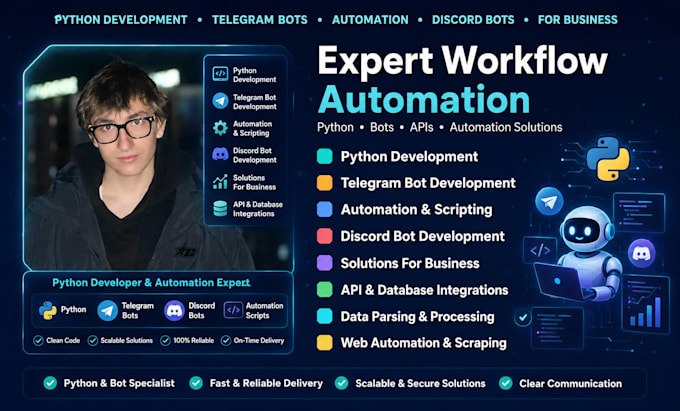 build telegram bot, discord bot and browser automation