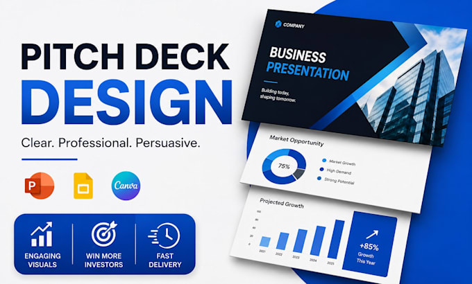 pitch deck, presentation design, investor deck, powerpoint, google slides