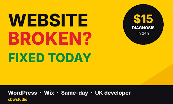 fix your broken wordpress or wix website errors and bugs same day
