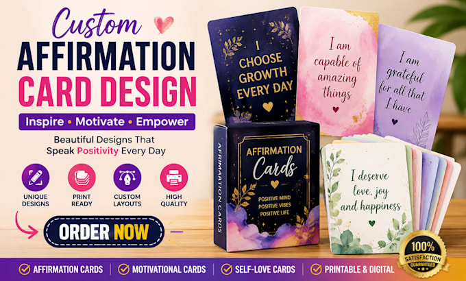 design custom printable affirmation cards motivational cards etsy greeting cards