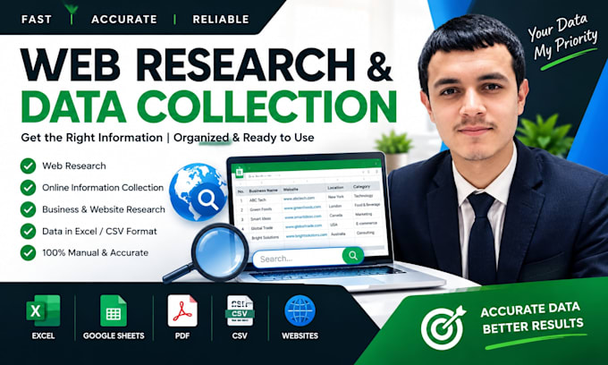 do web research and collect data in excel