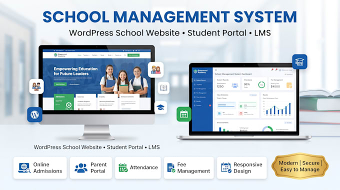 build wordpress school management system with school website development