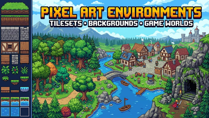 design pixel art tilesets, backgrounds, and game environments