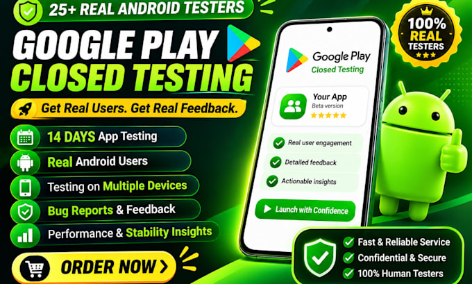 provide 12 testers google play closed testing 12 app tester