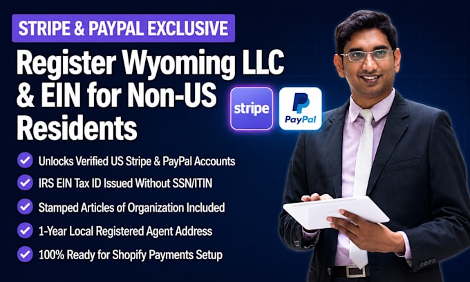 register wyoming llc and ein for stripe gateway