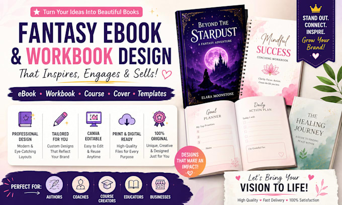 design fantasy ebook bundle template coaching course workbook ebook writer cover