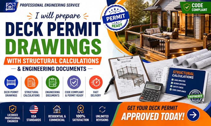 prepare deck permit drawings with structural calculations engineering documents