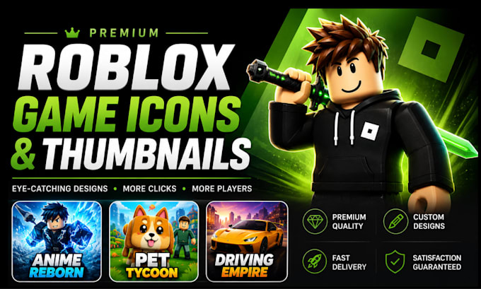 design premium roblox game icons and thumbnails