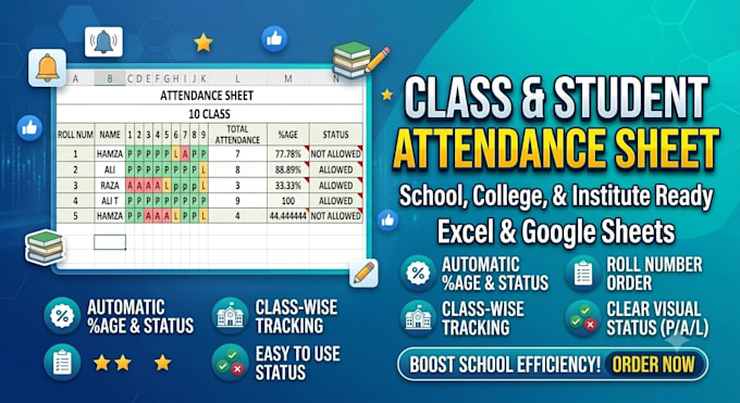 create professional excel attendance sheet and attandance trackers
