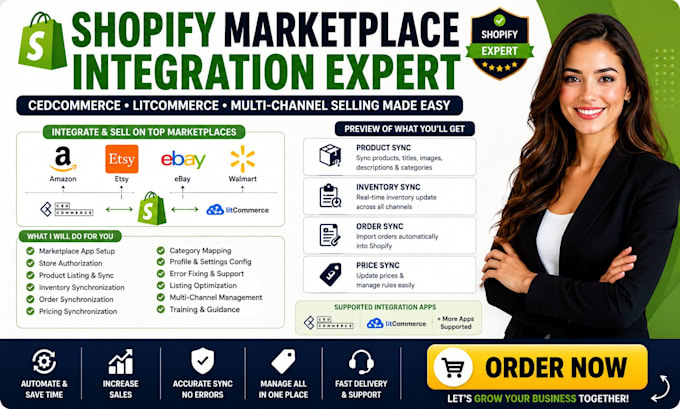 integrate shopify amazon etsy ebay walmart apps cedcommerce litcommerce