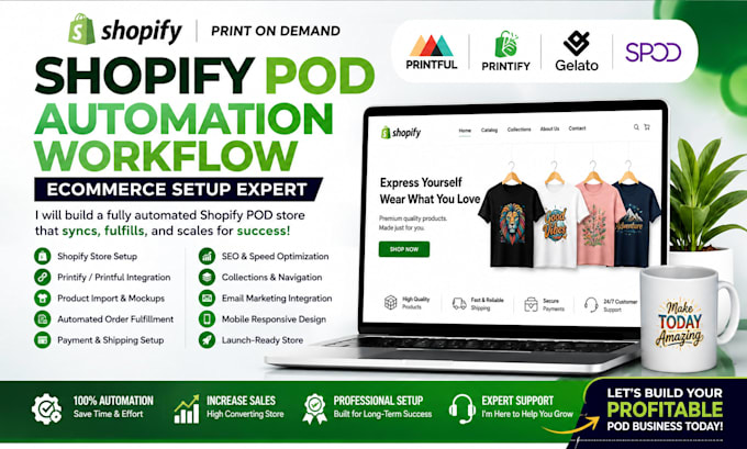 build shopify pod automation workflow with printify printful expert
