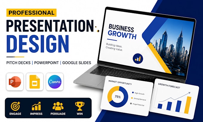 presentation design, powerpoint, pitch deck, startup, investor presentation