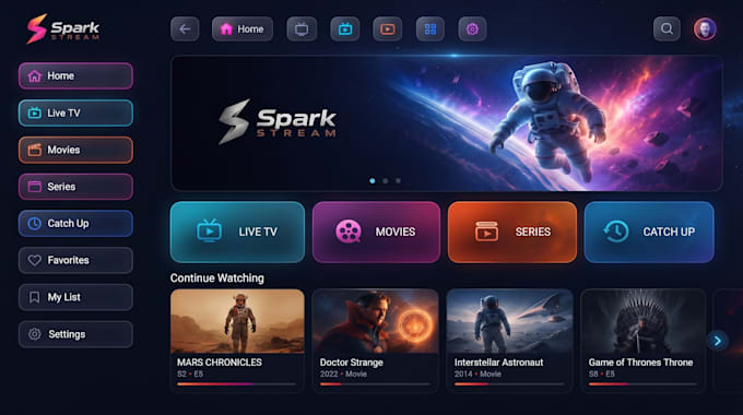develop iptv app, live streaming app, vod app and ott platform with admin panel