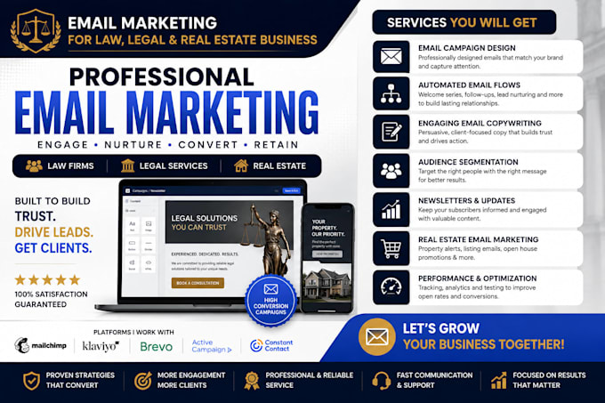 design high converting email marketing for law, legal and real estate business
