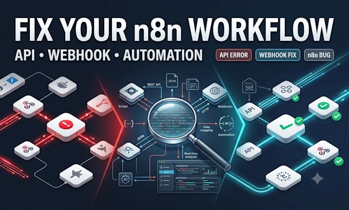 fix n8n workflow bugs, API integration, webhook and automation issues