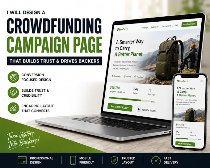 design  professional crowdfunding campaign page that converts