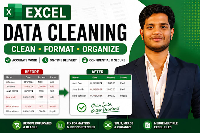 format, organize and fix excel data
