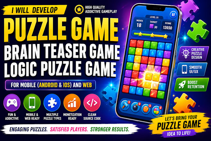 develop a puzzle game, brain teaser game, logic puzzle game for mobile and web