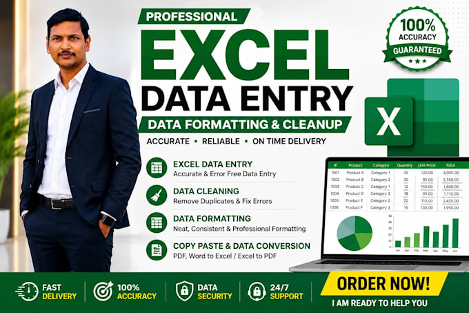 do microsoft excel data entry, data formatting and cleanup