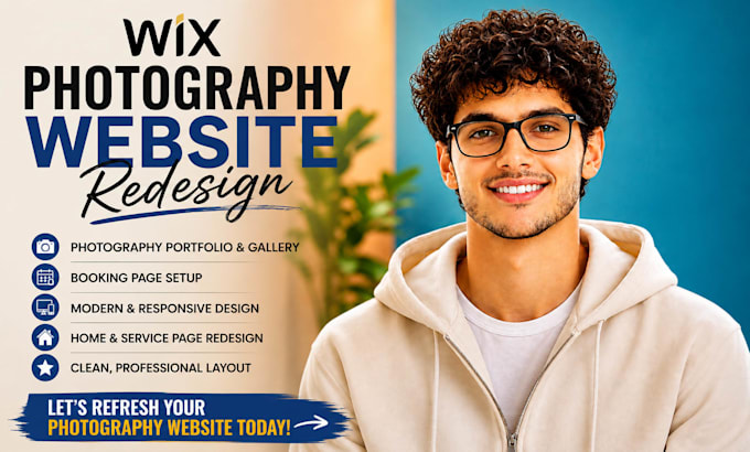 redesign wix photographs portfolio, photography booking, home page, service page