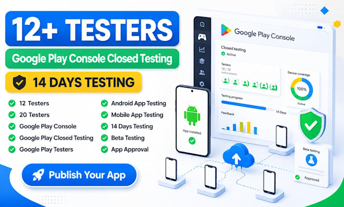 provide 12 testers for google play console closed testing