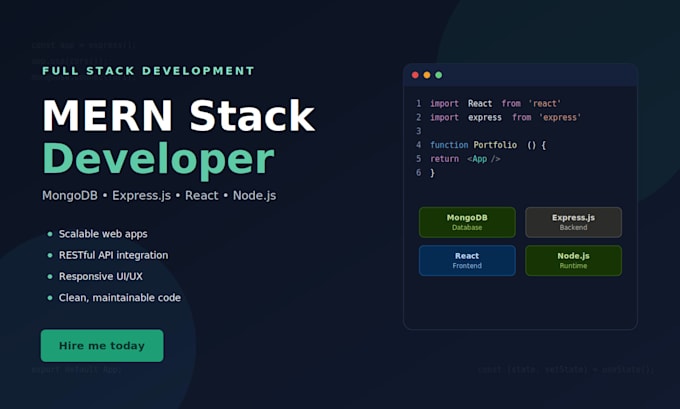 create, mern design using react js as a full stack developer