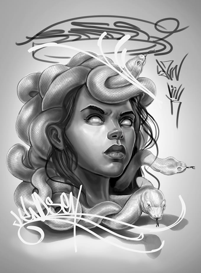 design a custom detailed tattoo in blackwork style