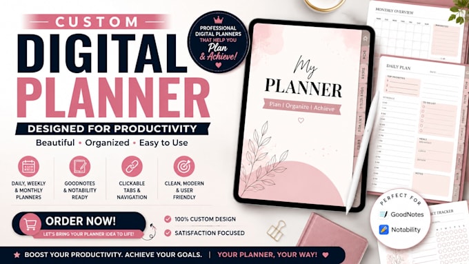 design a professional digital planner for goodnotes and notability