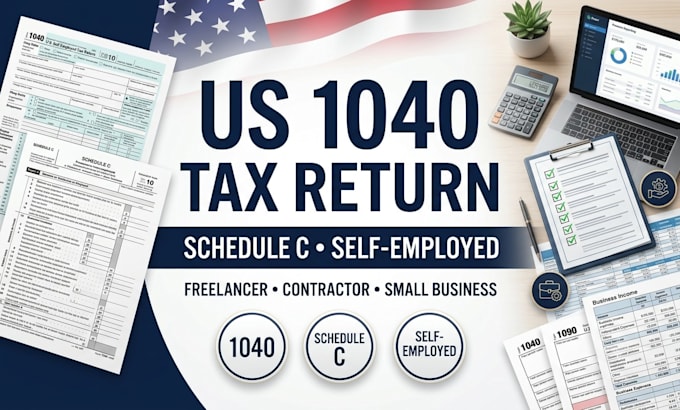 prepare US 1040 tax return and schedule c for self employed