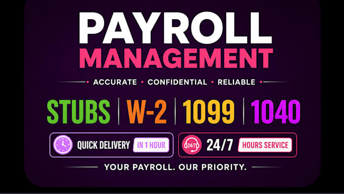 do payroll reports, stubs, form w2, form 1099 and us tax return