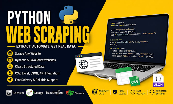 develop python web scraping, data extraction scripts, selenium, playwright