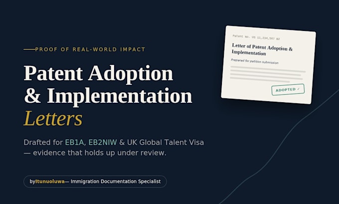 secure upsto patent adoption letter for eb1a eb2niw and uk global talent visa