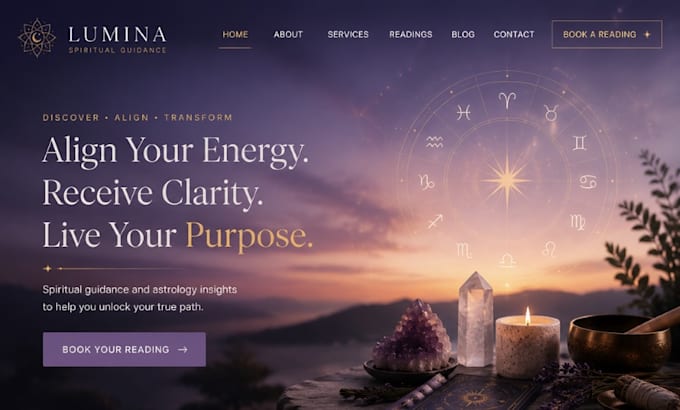 design squarespace spiritual website holistic healing astrology tarot reader