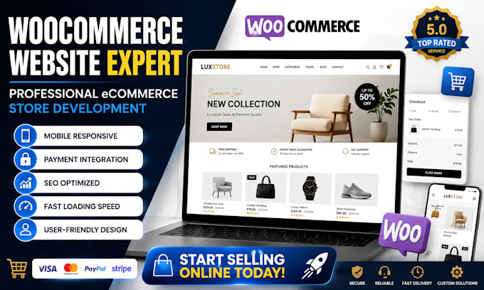 build  woocommerce webshop, develop ecommerce website woocommerce online store