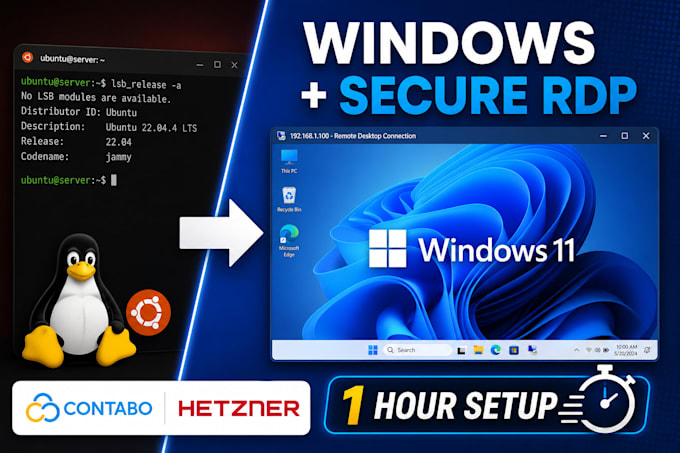 install windows rdp on your contabo or hetzner vps in 1 hour