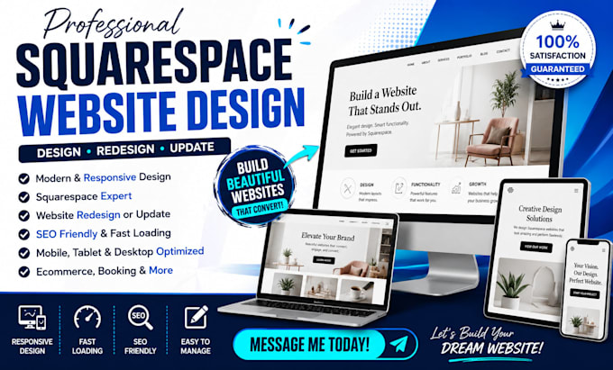design, redesign or update a responsive squarespace website