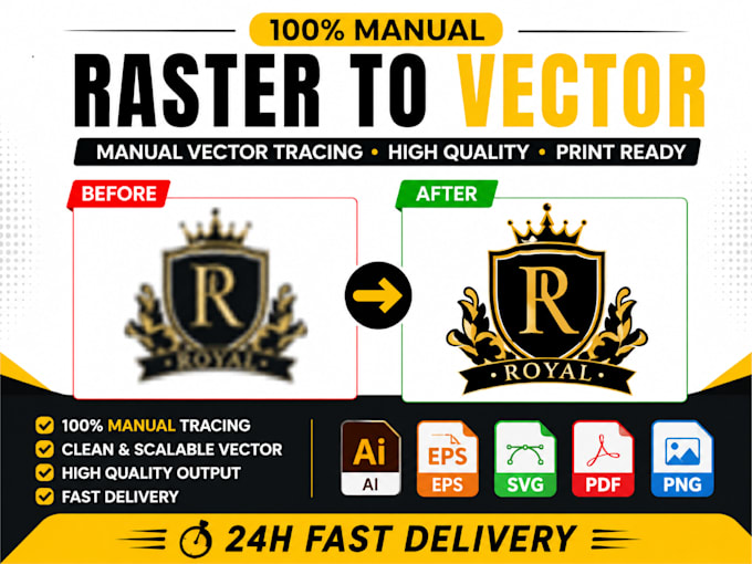 manually convert raster logo to vector in ai, eps, svg