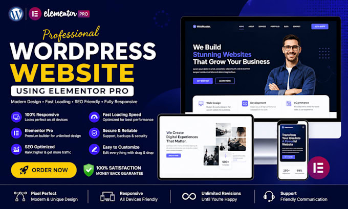 create a professional wordpress website using elementor pro