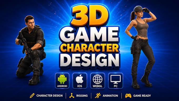 create 3d game character with rigging and animation