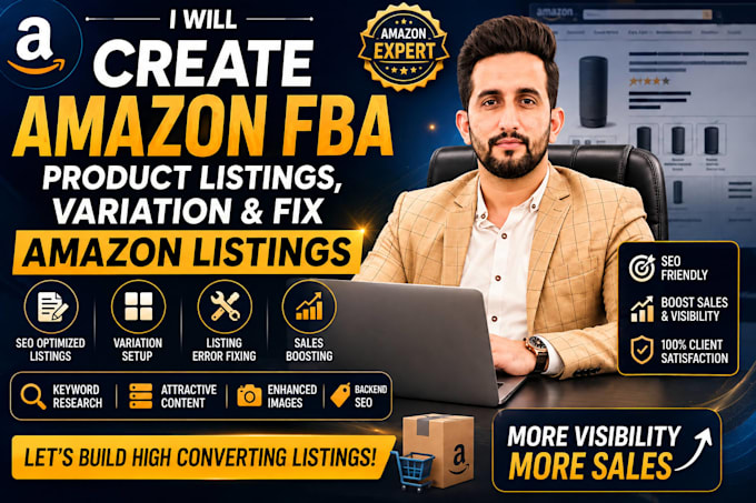 create amazon fba product listing, variation and fix amazon listings