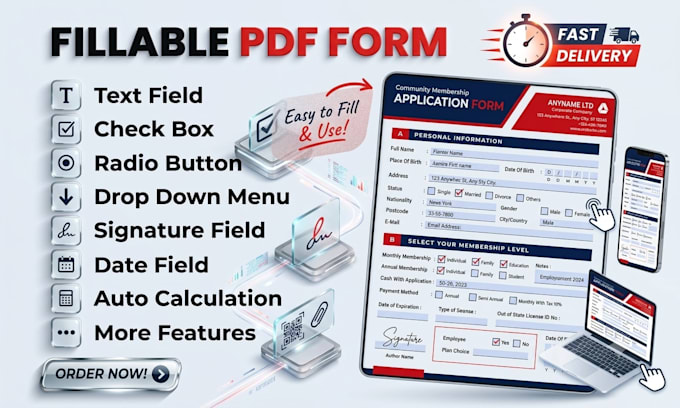 create fillable PDF form or design fillable PDF forms